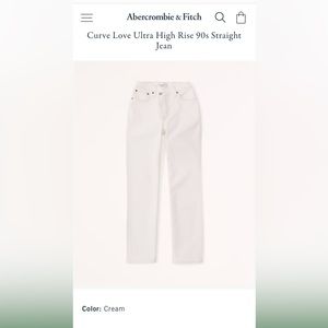 ABERCROMBIE & FITCH CURVE LOVE ULTRA HIGH RISE 90s STRAIGHT JEAN - CREAM